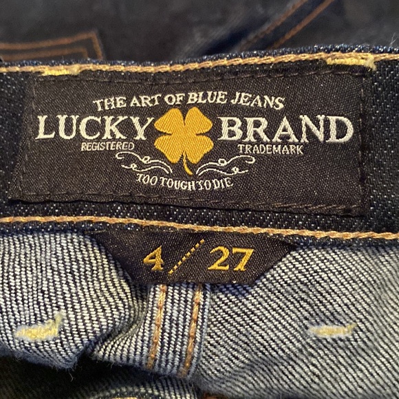 LUCKY BRAND MID RISE RELAXED FIT BOOTLEG DARK WASH BLUE JEANS 27/32 S 4 - Picture 6 of 7
